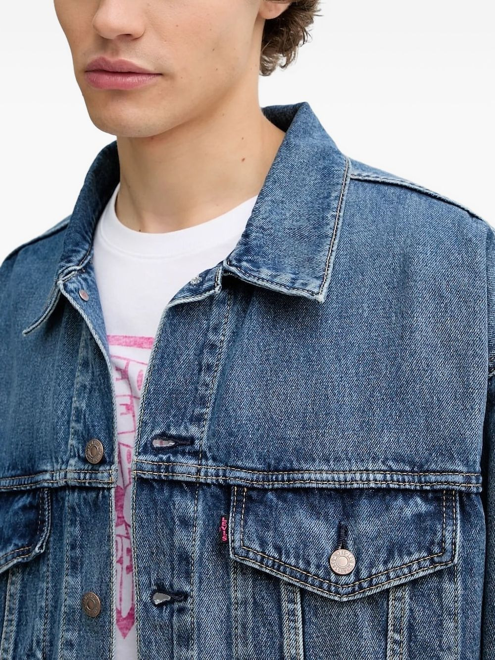 Trucker button-fastening denim jacket - 4