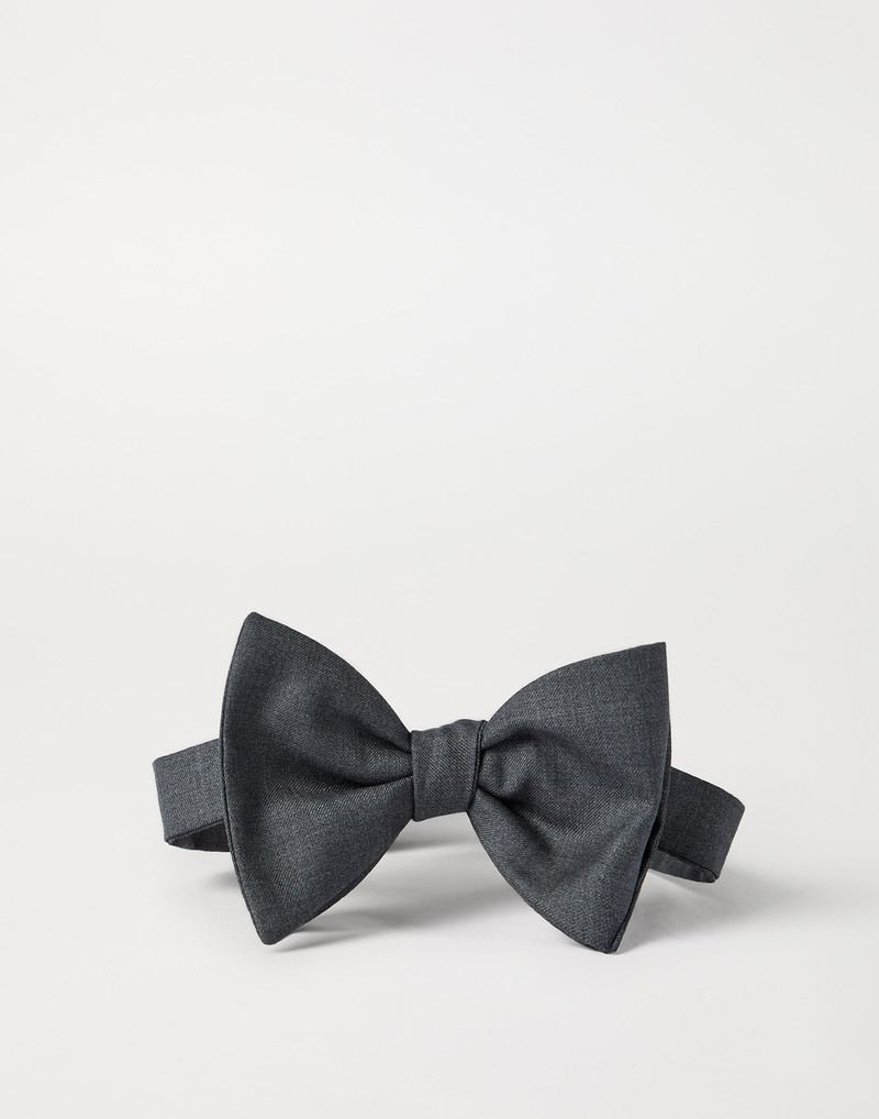 Virgin wool and silk twill bow tie 1