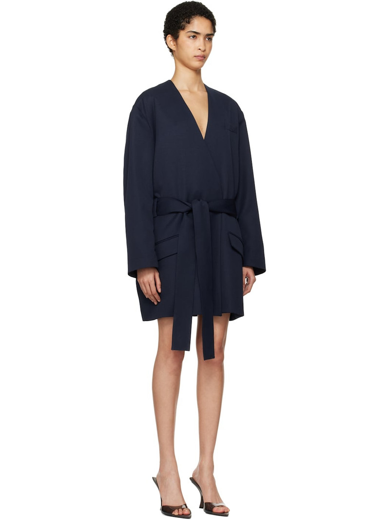 THE ATTICO Navy Wrap Blazer outlook