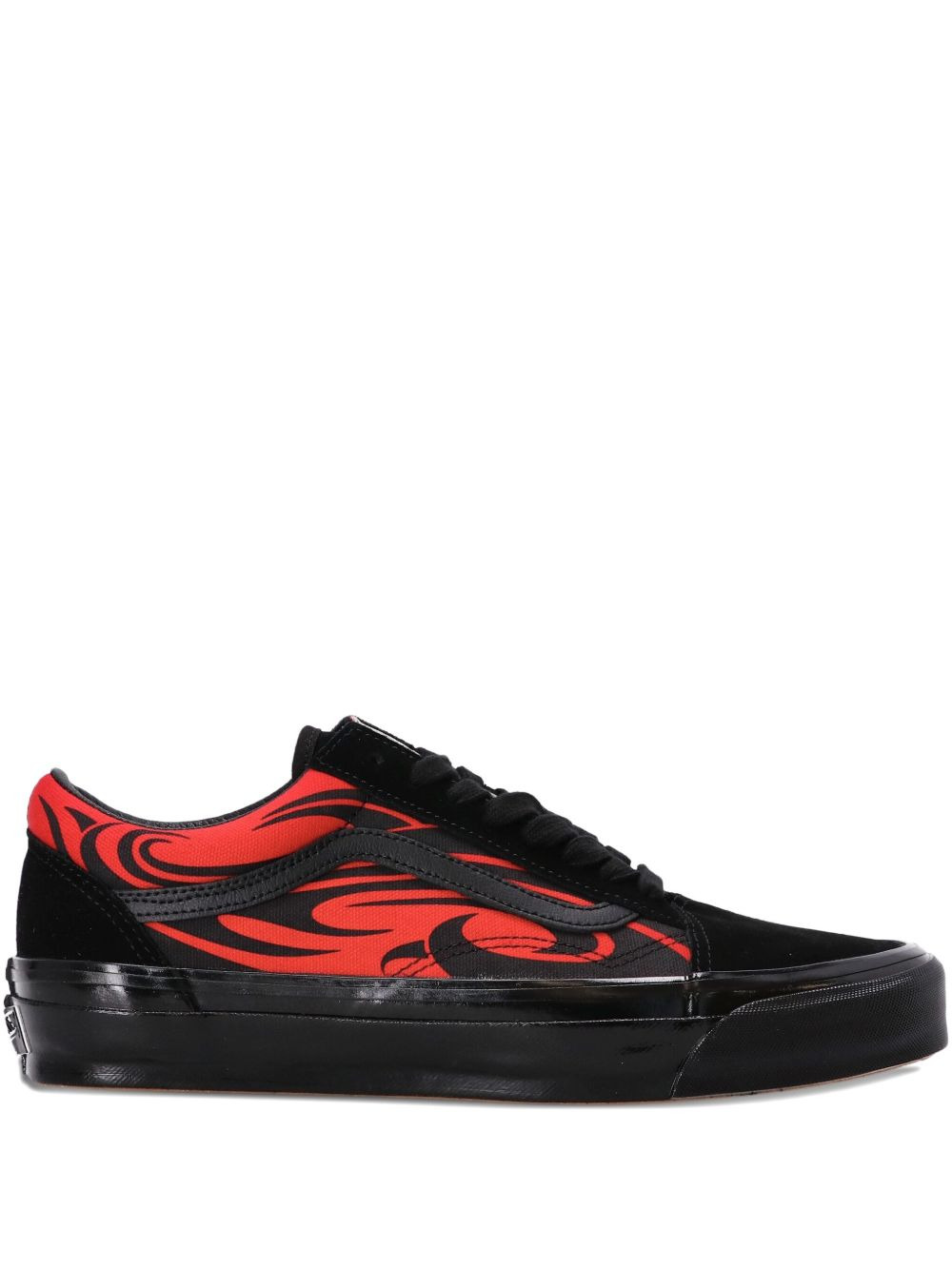 flame-embellished low-top sneakers - 1