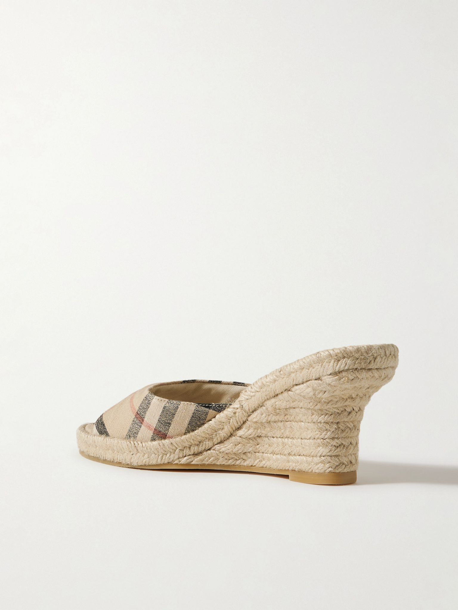 Checked canvas-jacquard espadrille wedge mules Beige - 3