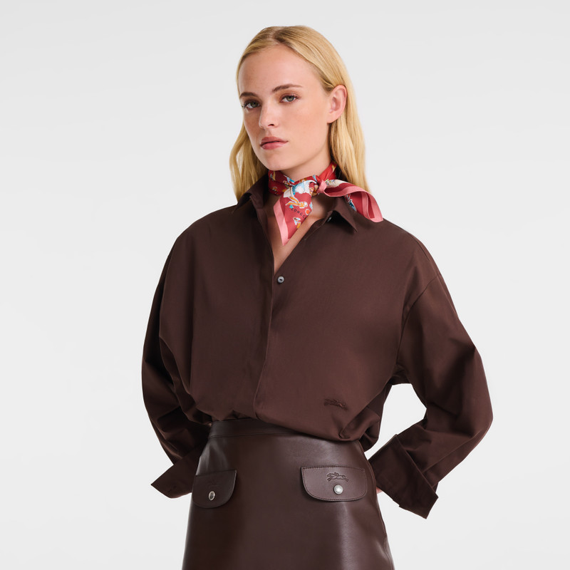 Longchamp Equestrian Tower Silk scarf 50 Terracotta - Silk outlook