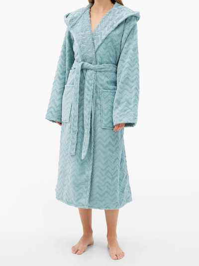 Missoni Rex zigzag hooded cotton-terry bathrobe outlook