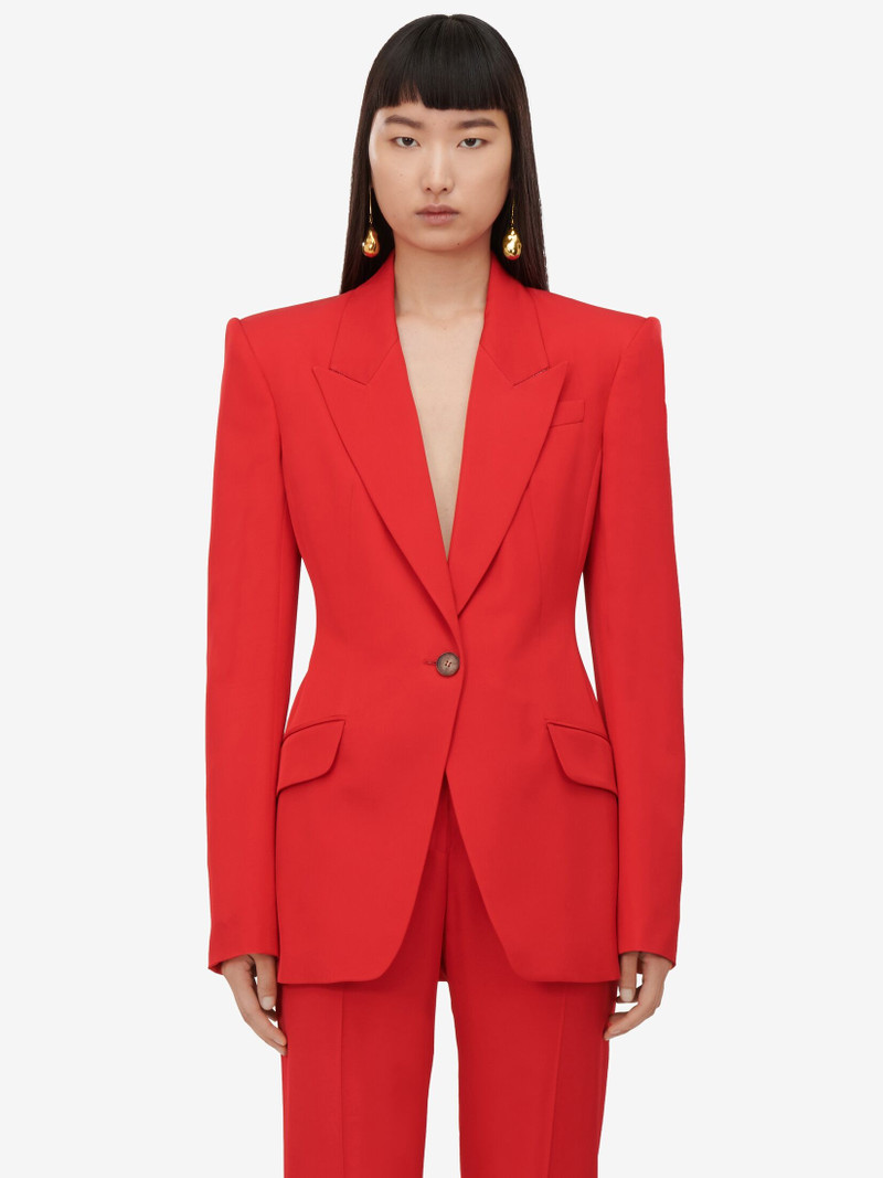 Women's High-waisted Cigarette Trousers in Lust Red 5