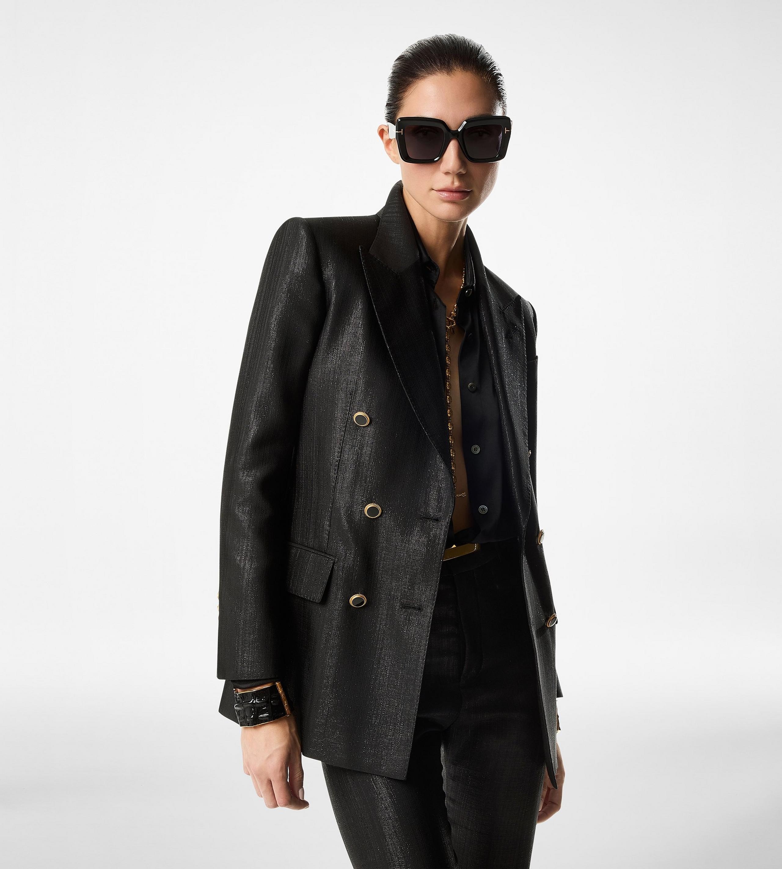 BROKEN LUREX TAILORING WOOL "WALLIS" DOUBLE BREASTED JACKET - 2