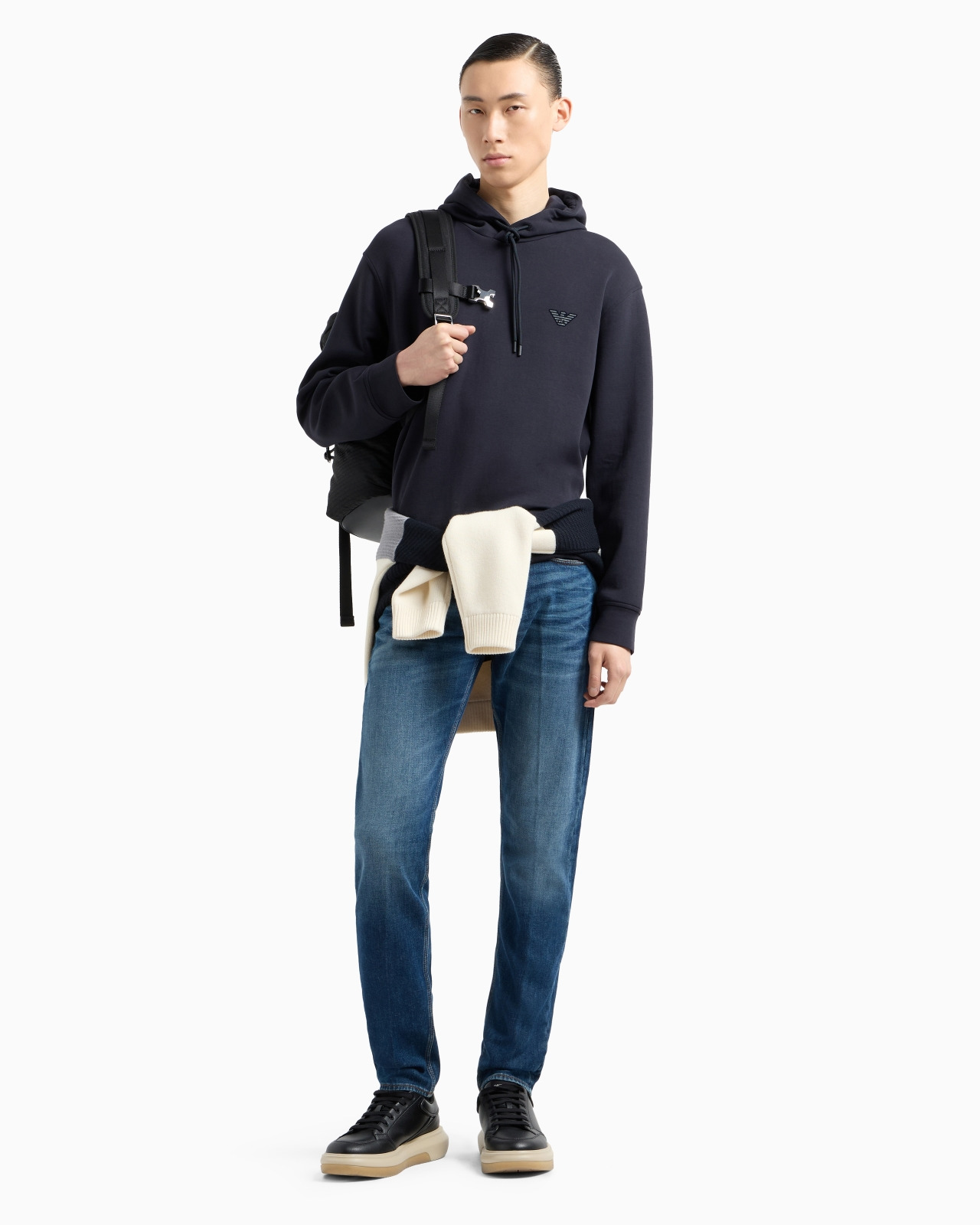 J75 Slim-fit, stone-washed stretch-denim jeans with whisker lines - 4