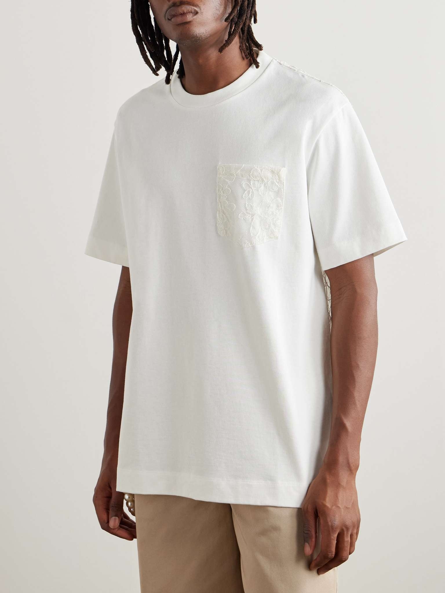 Lace-Panelled Cotton-Jersey T-Shirt - 3