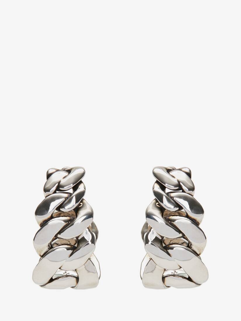 Women's Chain Earrings in Antique Silver - 1