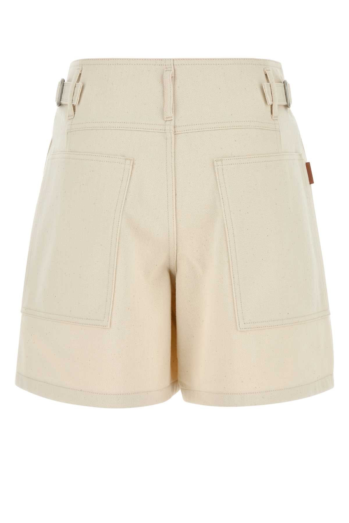 Jil Sander Women Sand Denim Bermuda Shorts - 2