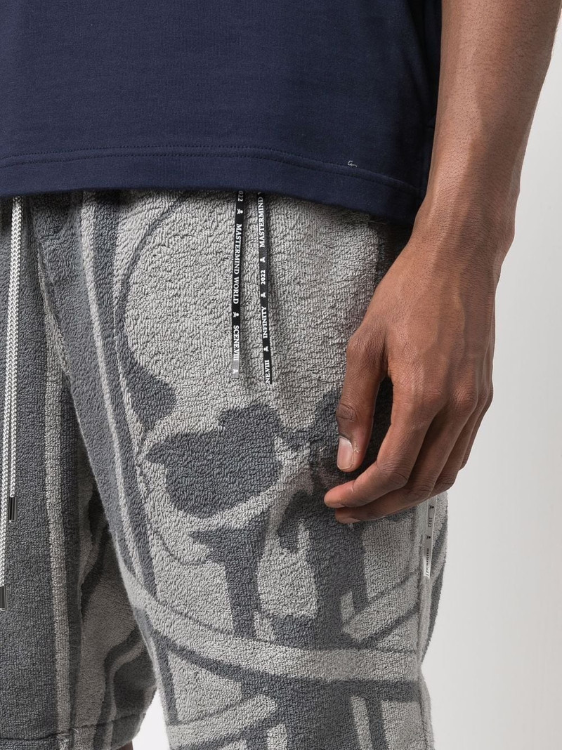 striped skull-print track shorts 5