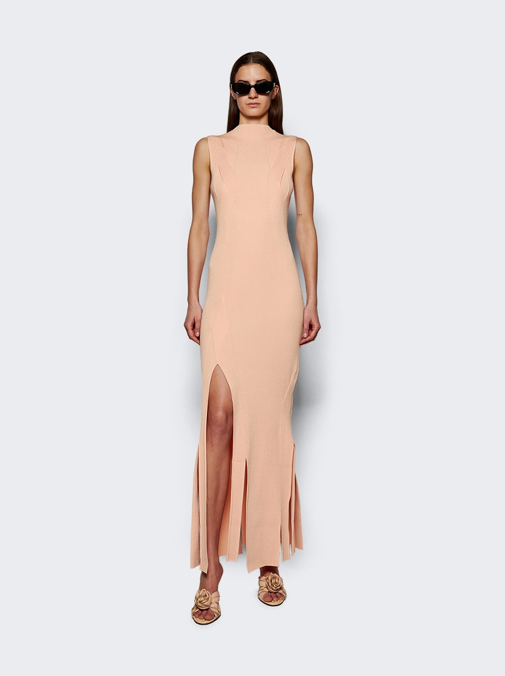 Plait Detail Sleeveless Dress Pale Peach - 2