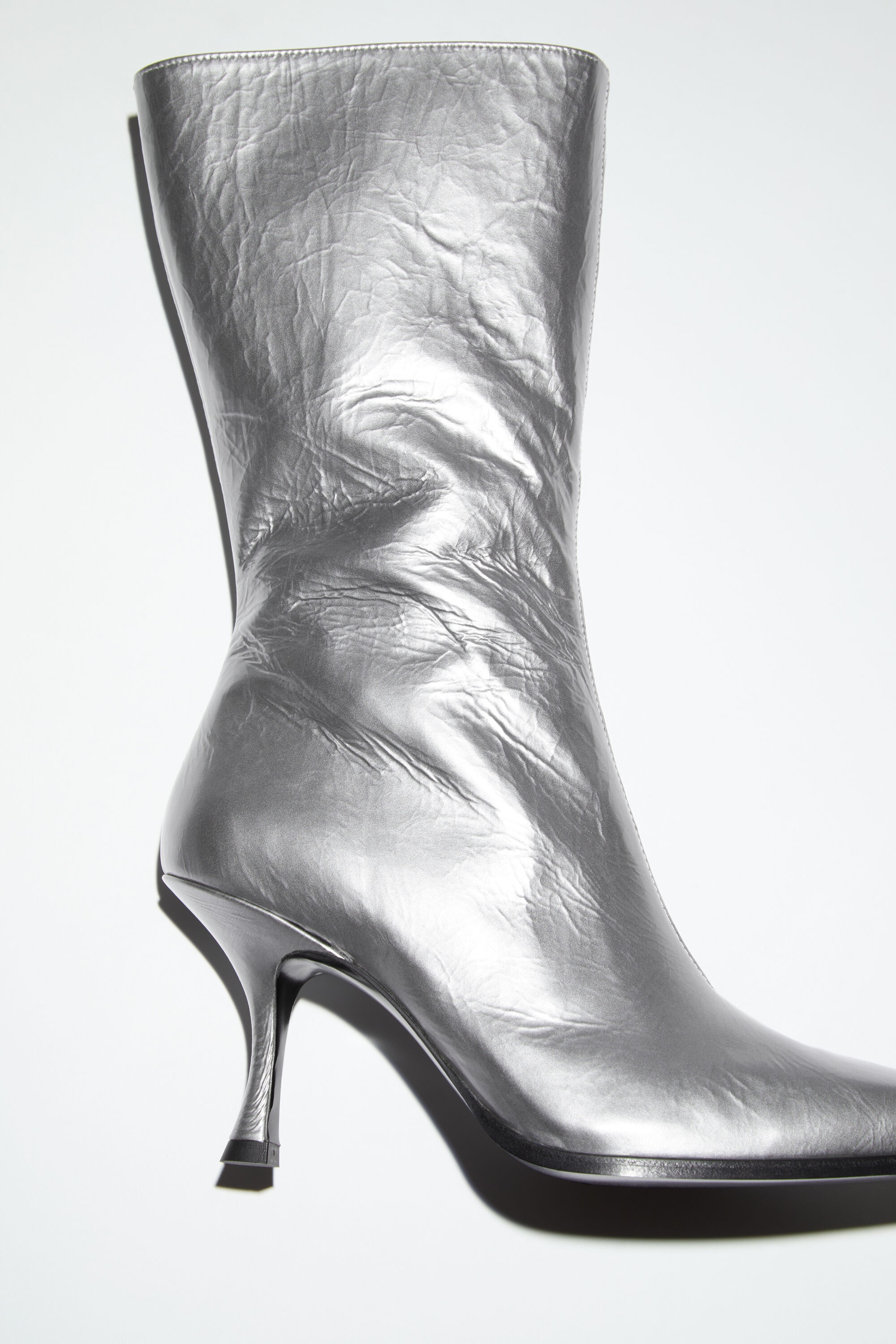 Leather heel boots - Silver - 4