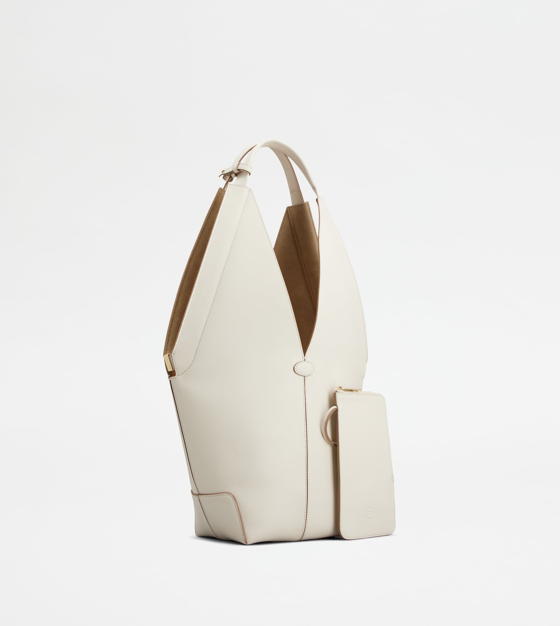 TOD'S DI BAG FOLIO SHOULDER BAG IN LEATHER SMALL - WHITE - 3