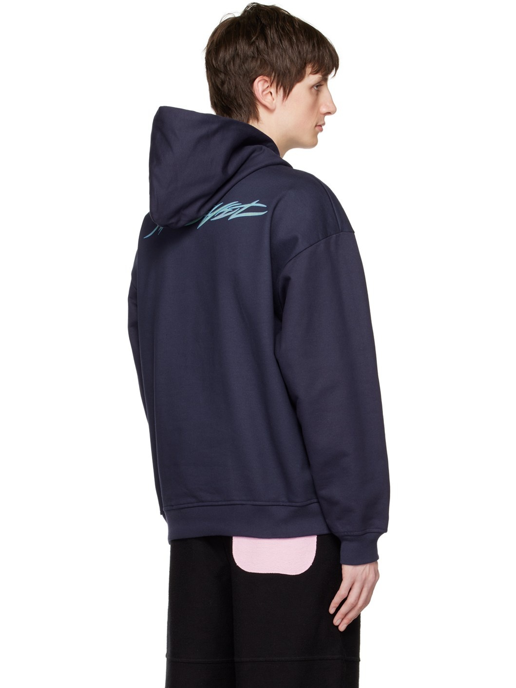 Navy Printed Hoodie - 3