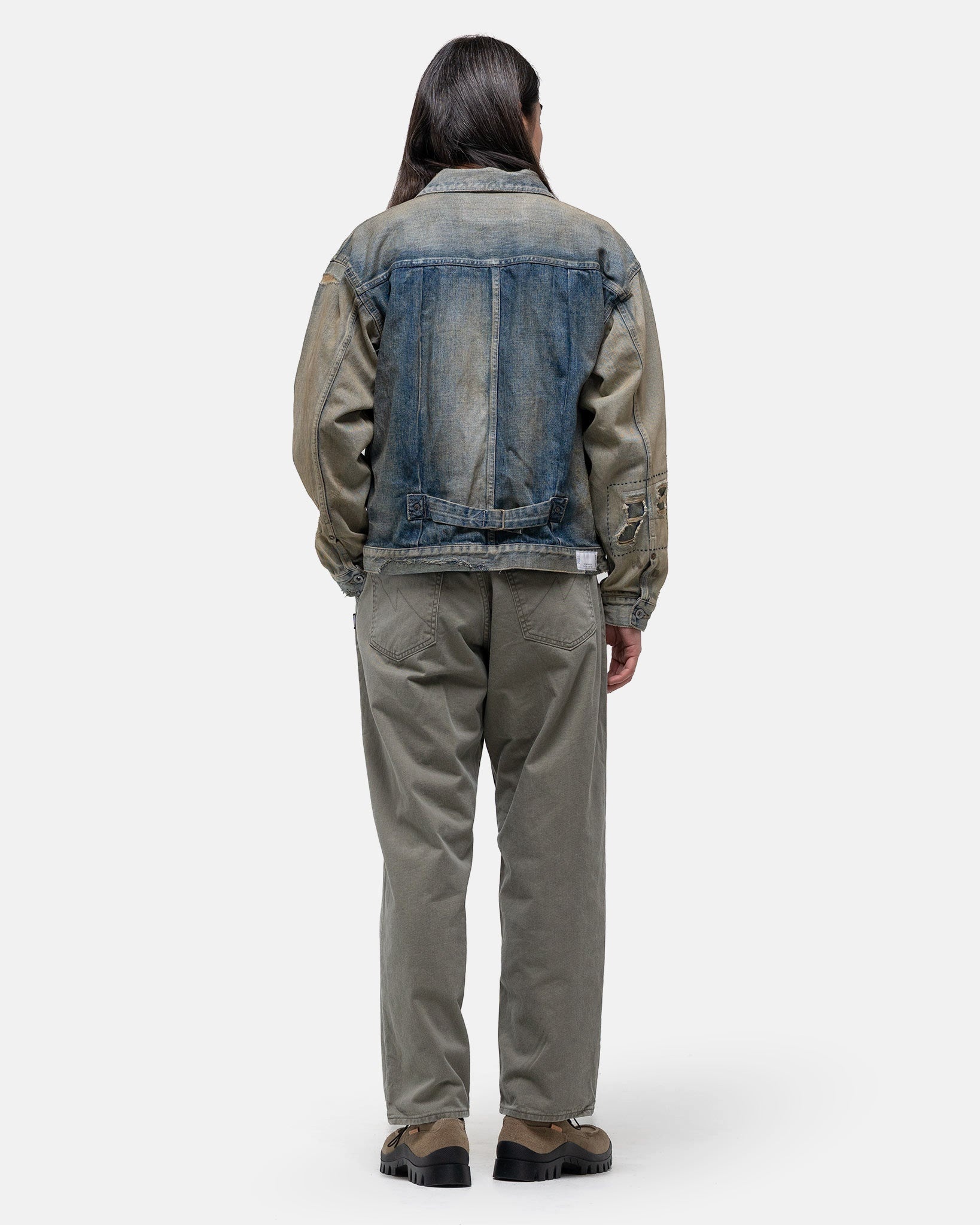 Baggy Silhouette Two Tuck Pants Olive Drab - 4