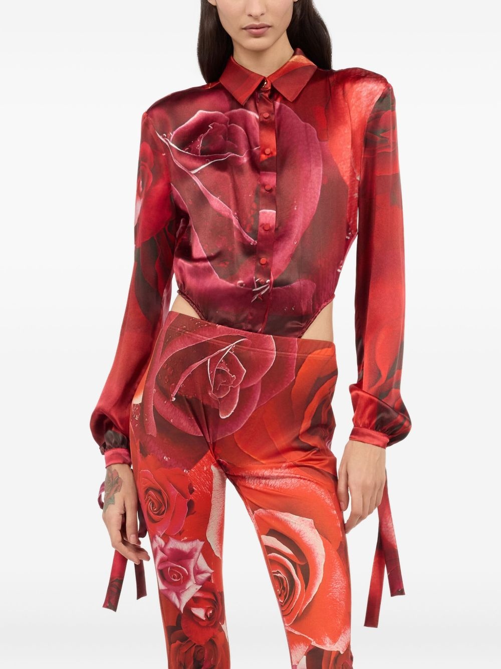 abstract-print bodysuit - 3