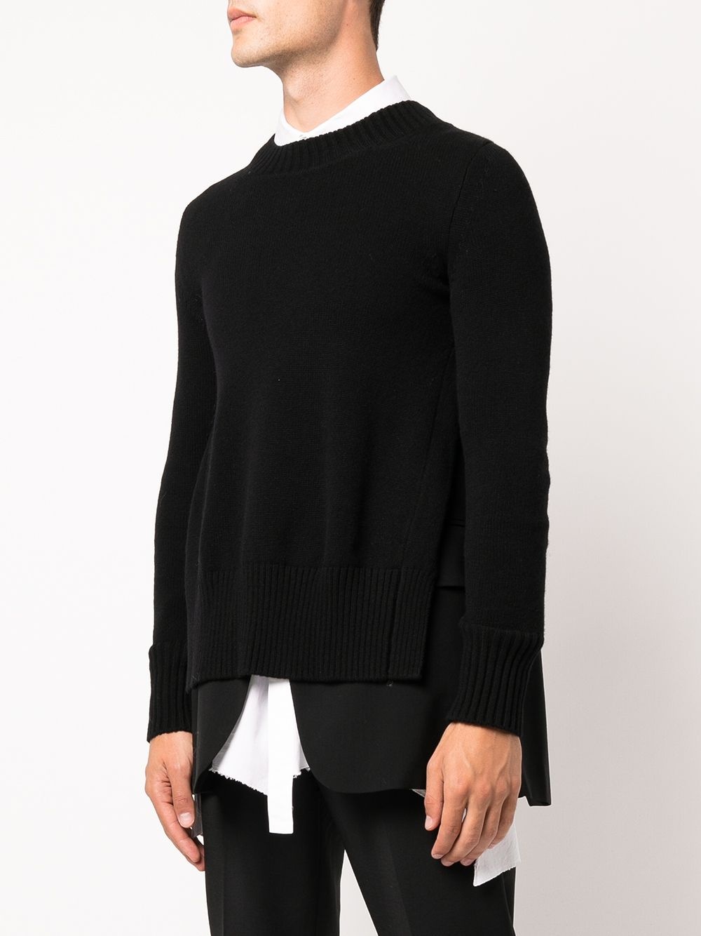 blazer-panel knitted spliced jumper - 3