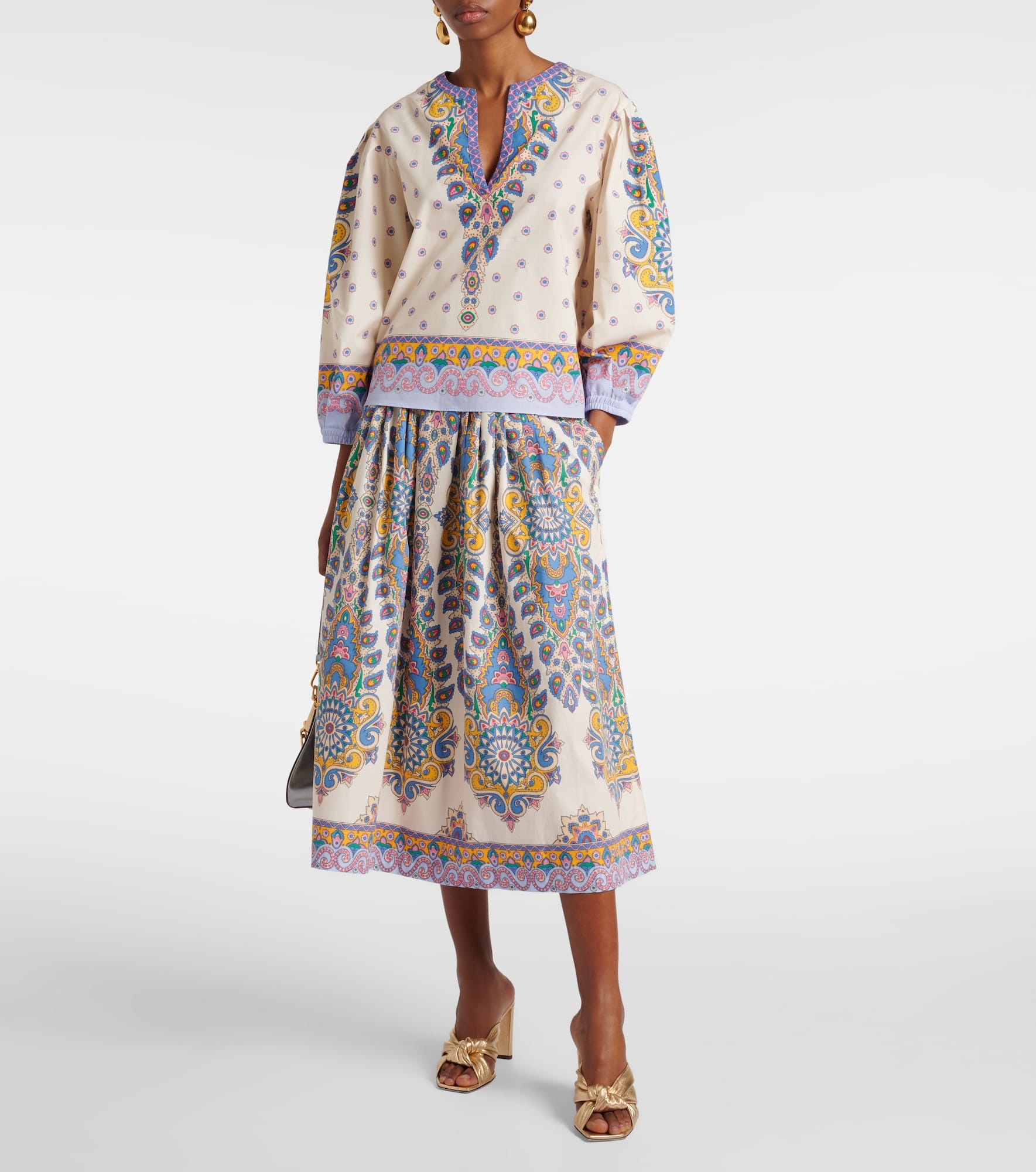 Paisley cotton midi skirt - 2