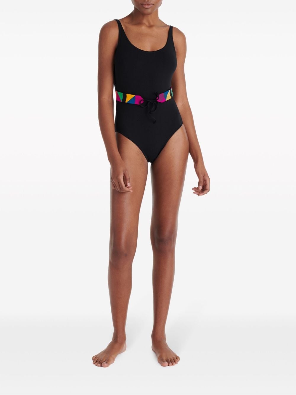 Damier belted swimsuit - 3