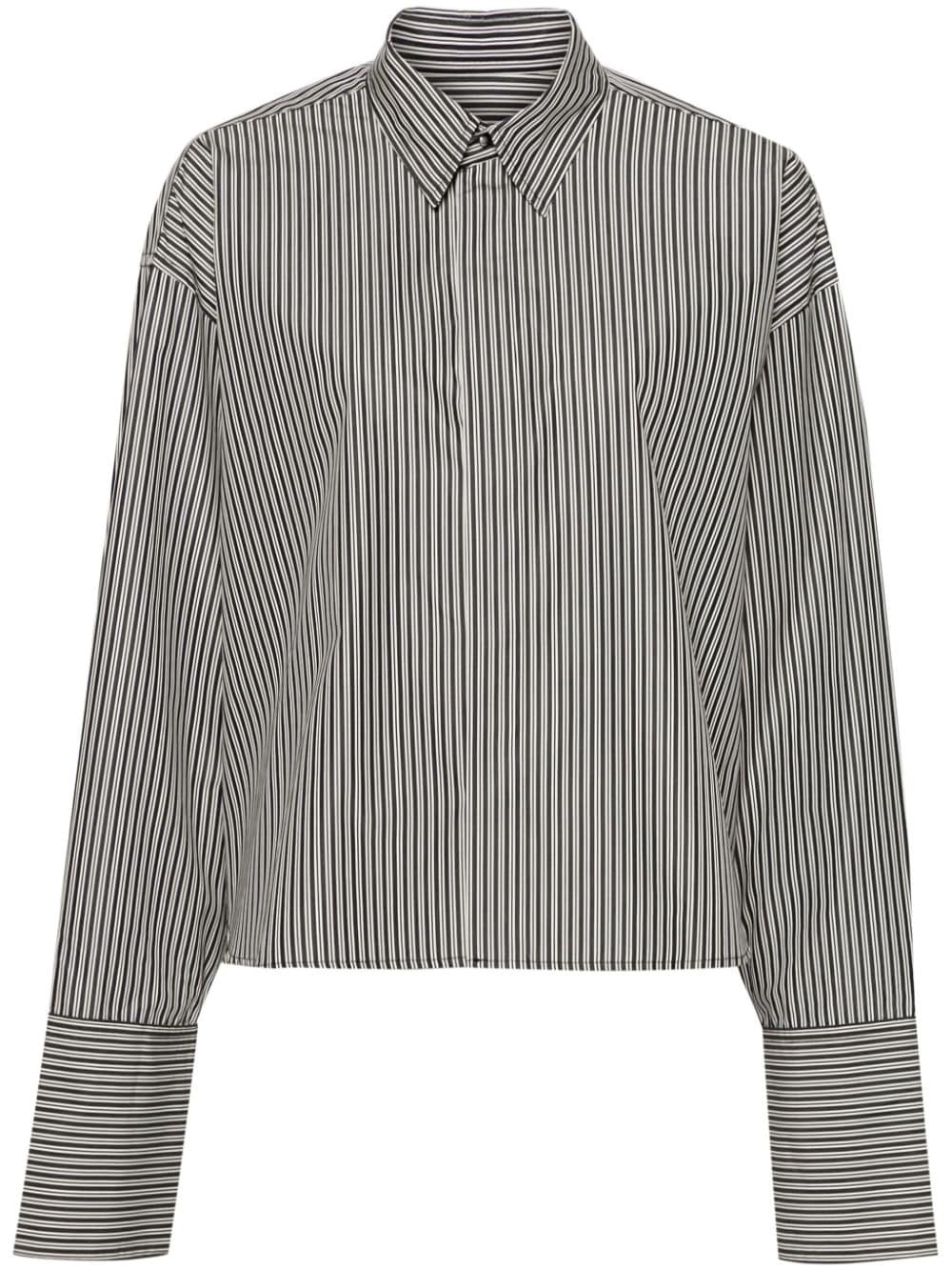 striped cropped cotton shirt - 1