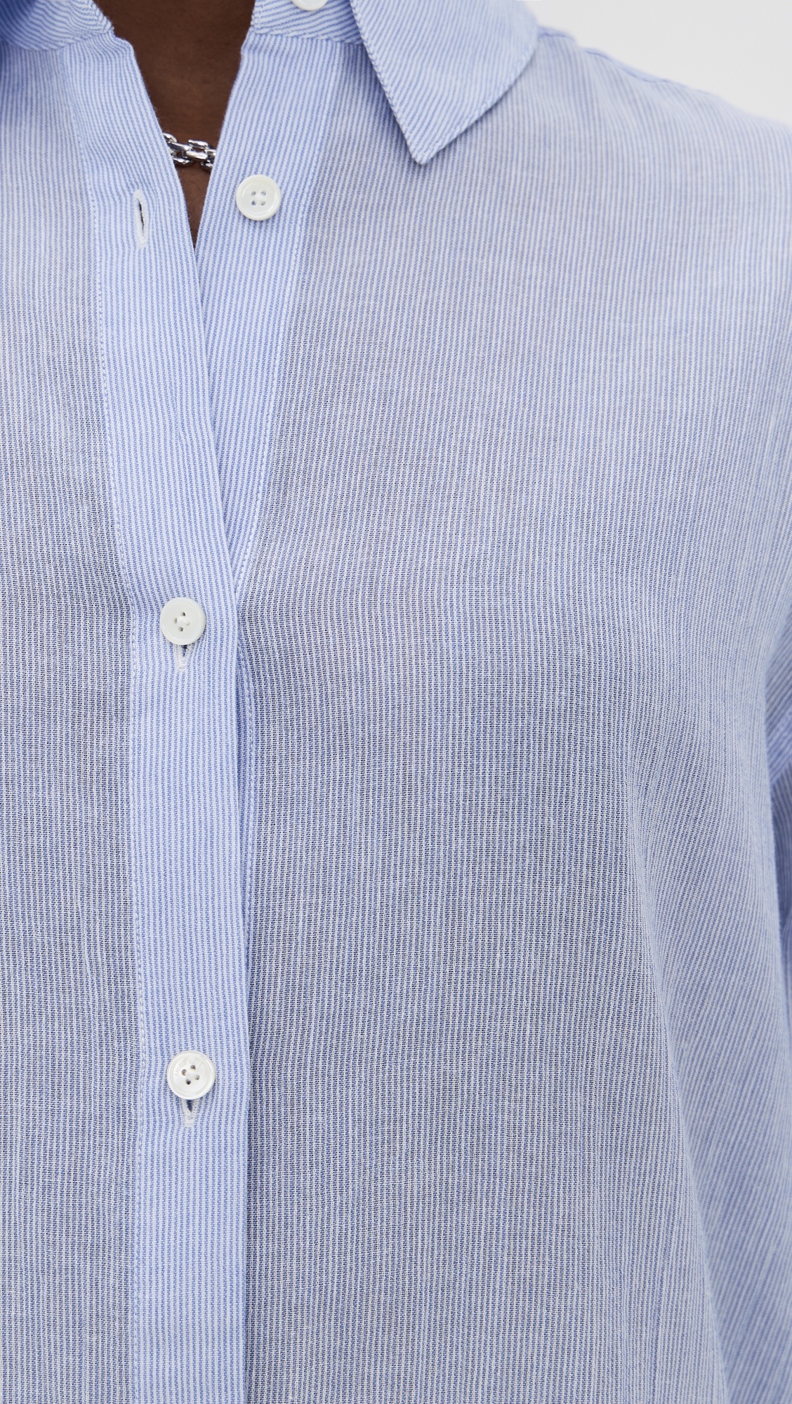 Blue and White Mini Stripe Plaza Shirt - 5