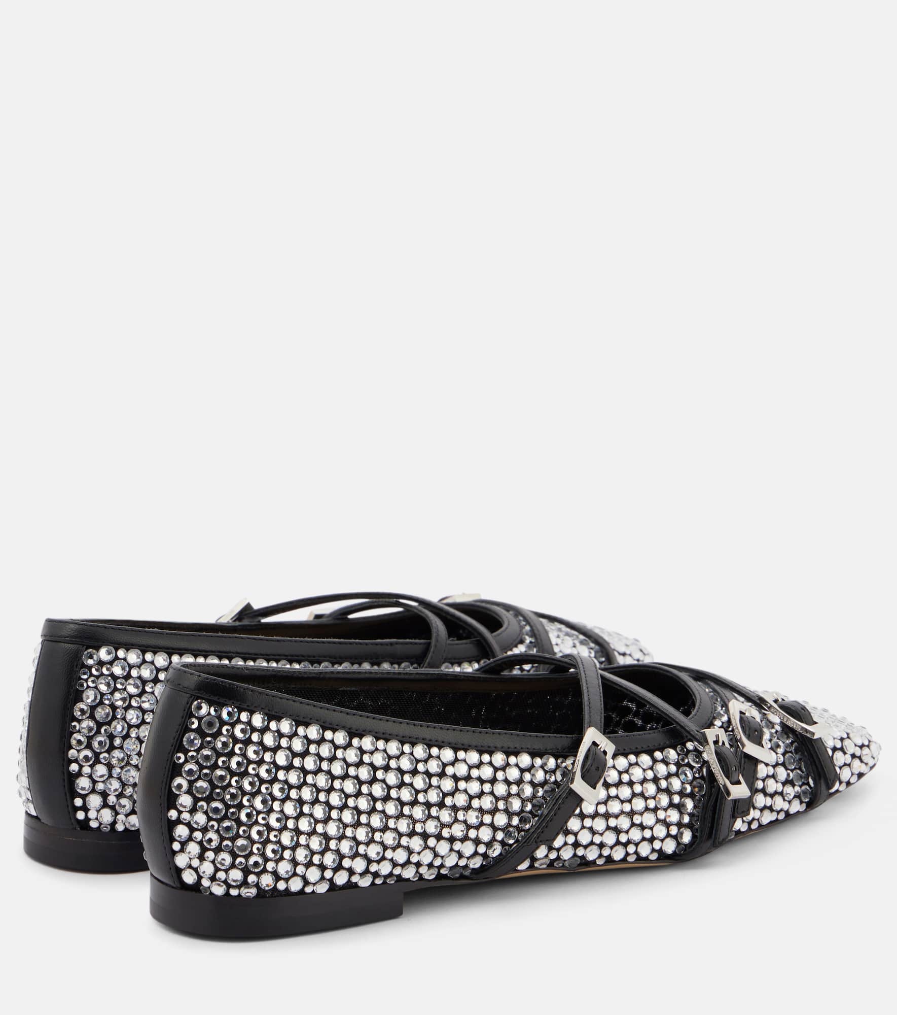 Crystal-embellished mesh ballet flats - 2