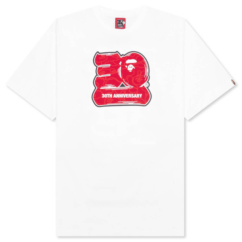 BAPE 30 TH ANNIVERSARY TEE #2 - WHITE/RED - 1