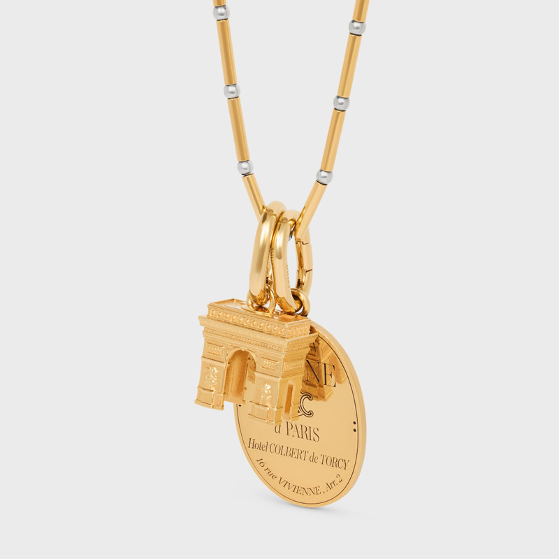 Celine Charms Long Necklace in Brass with Gold and Rhodium Finish 7