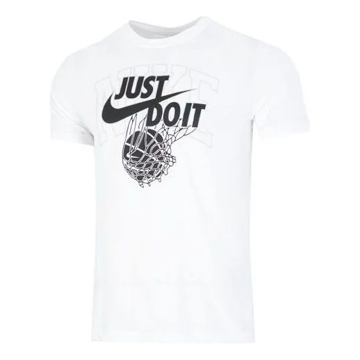 Men's Nike Just Do It Logo Alphabet Printing Round Neck Short Sleeve White T-Shirt DR7640-100 - 1