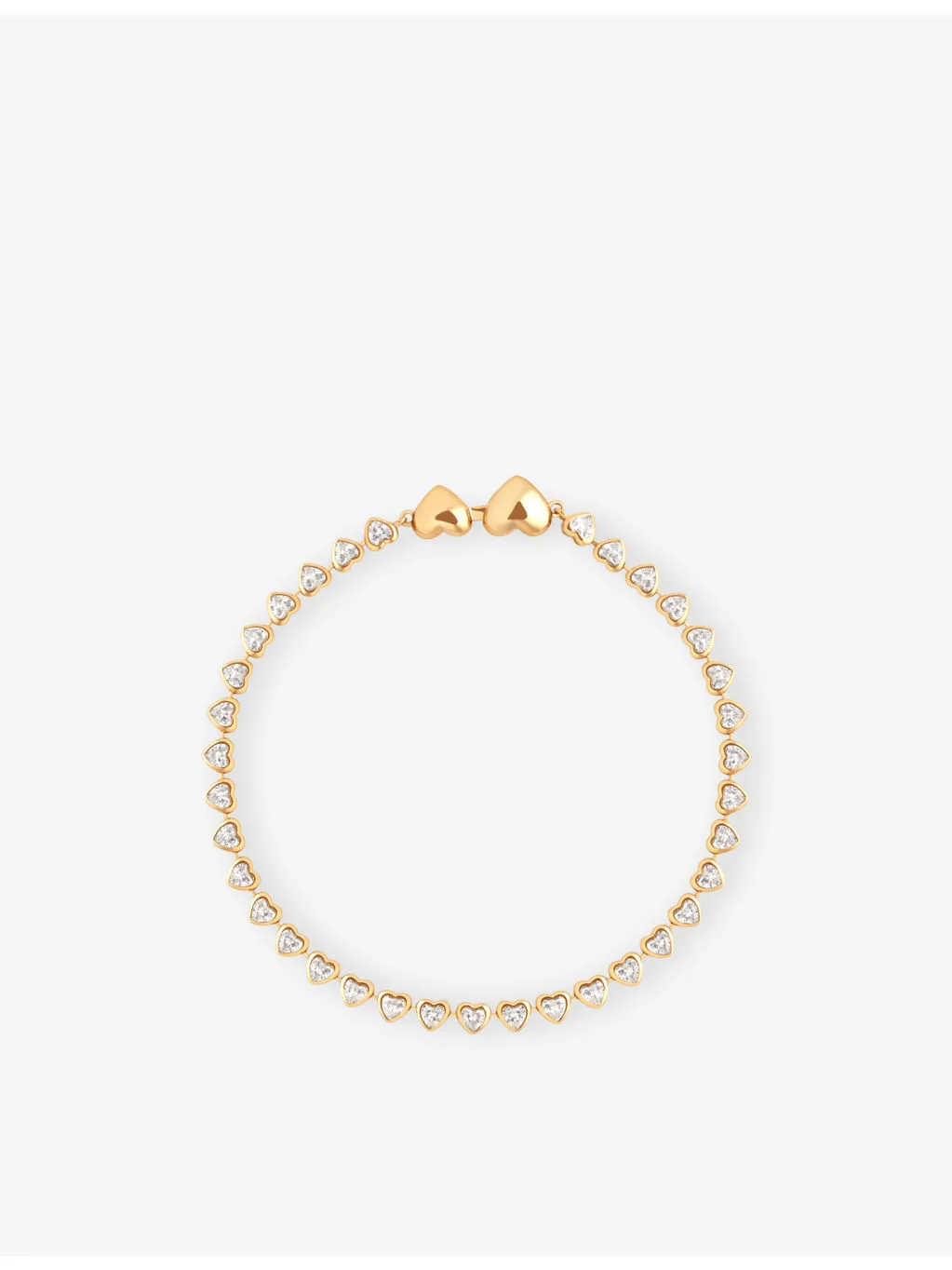 Heart Bezel Tennis 18ct Yellow Gold-Plated Brass and Cubic Zirconia Bracelet - 1