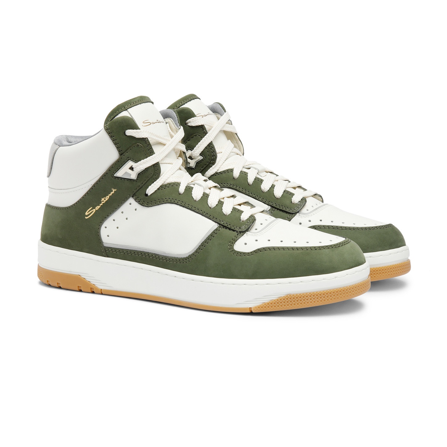 Men’s white and green leather and nubuck Sneak-Air sneaker - 3