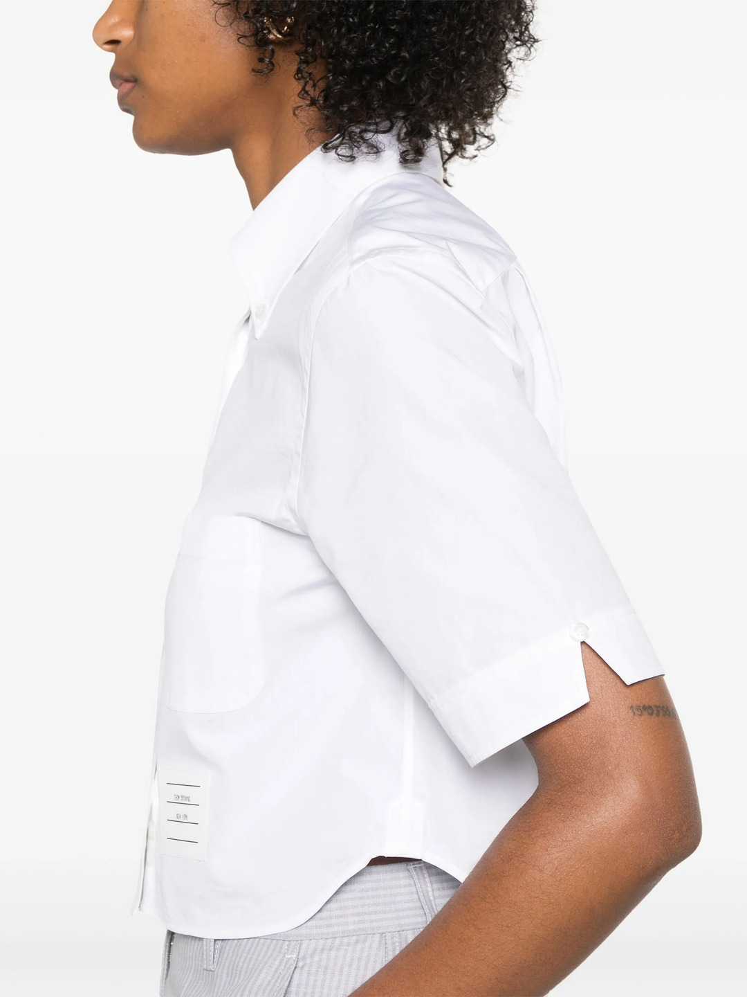Poplin Cropped Short Sleeve Shirt Women - 5