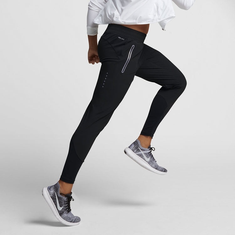 (WMNS) Nike Small Logo Elastic Waistband Running Sports Long Pants Black 885259-010 - 5