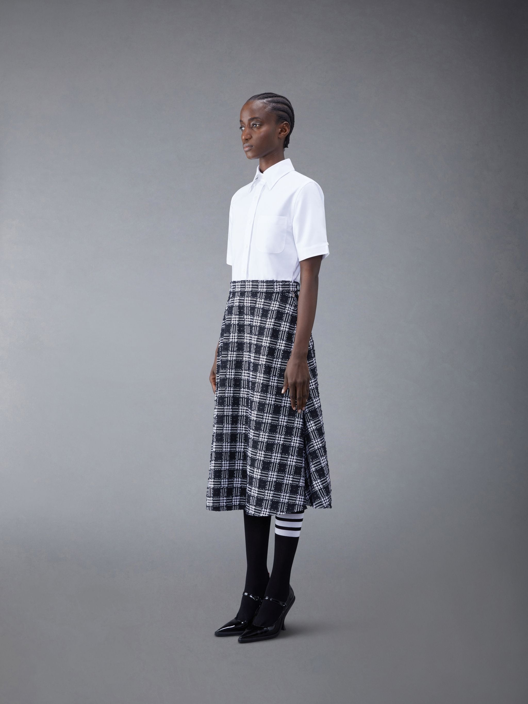 Tweed Oxford Combo A-line Shirtdress - 2