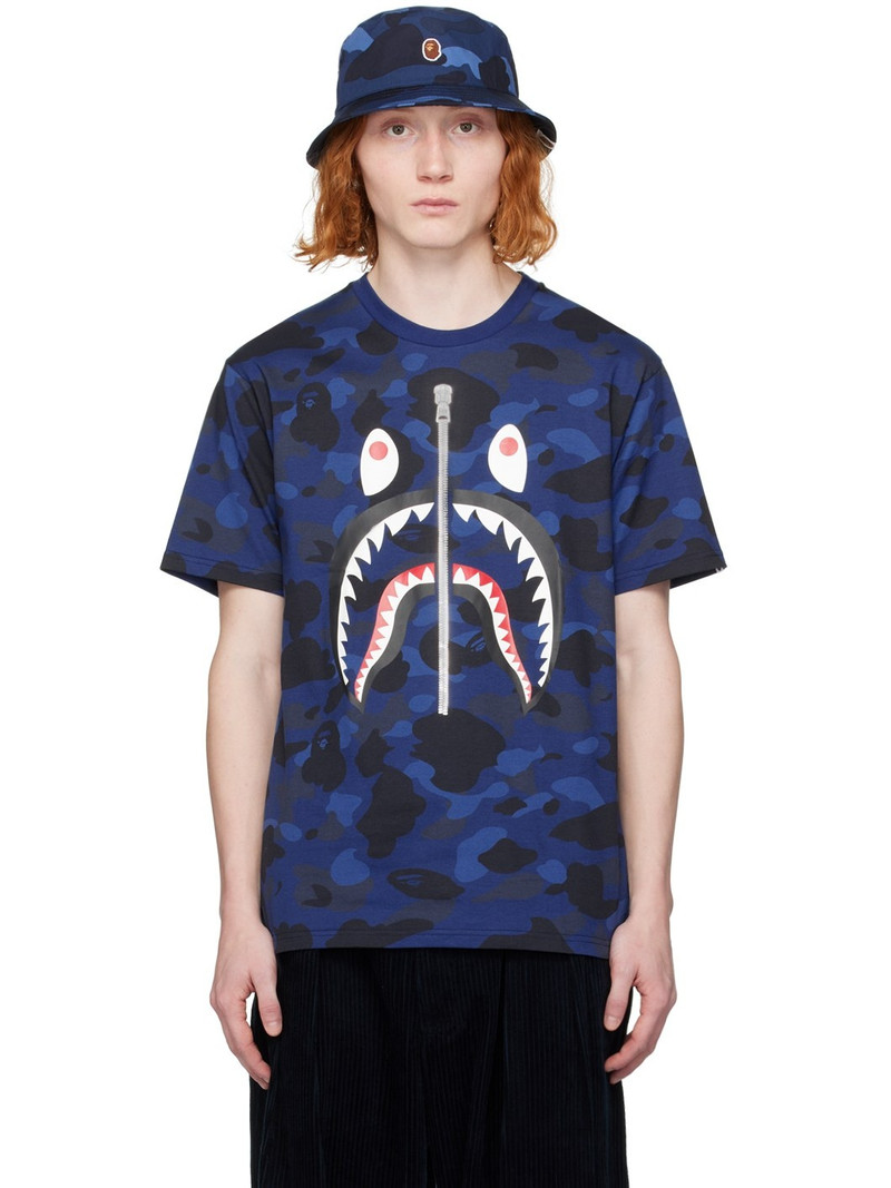 Blue Color Camo Shark T-Shirt - 1