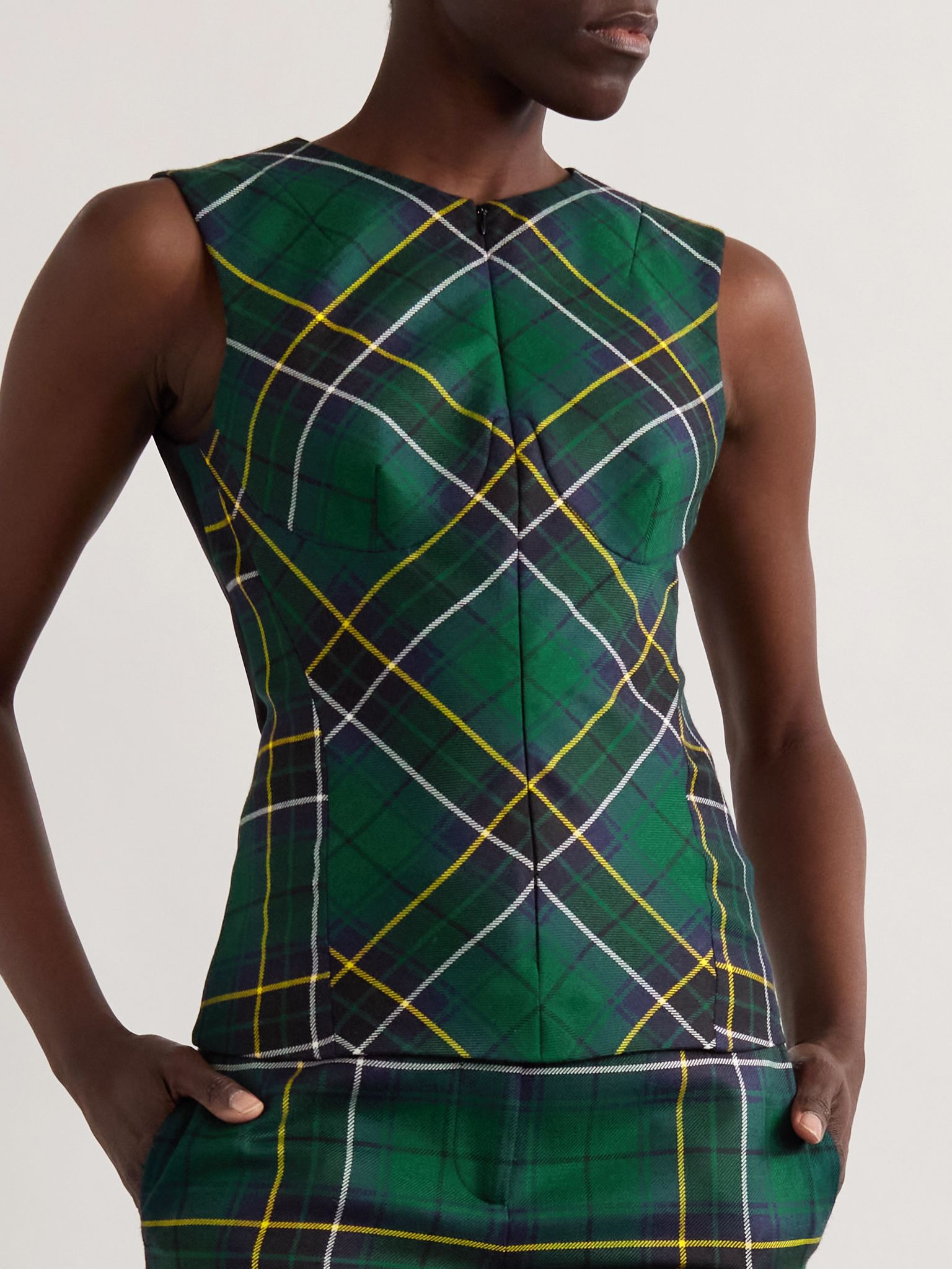 Checked wool-twill vest Multi - 3
