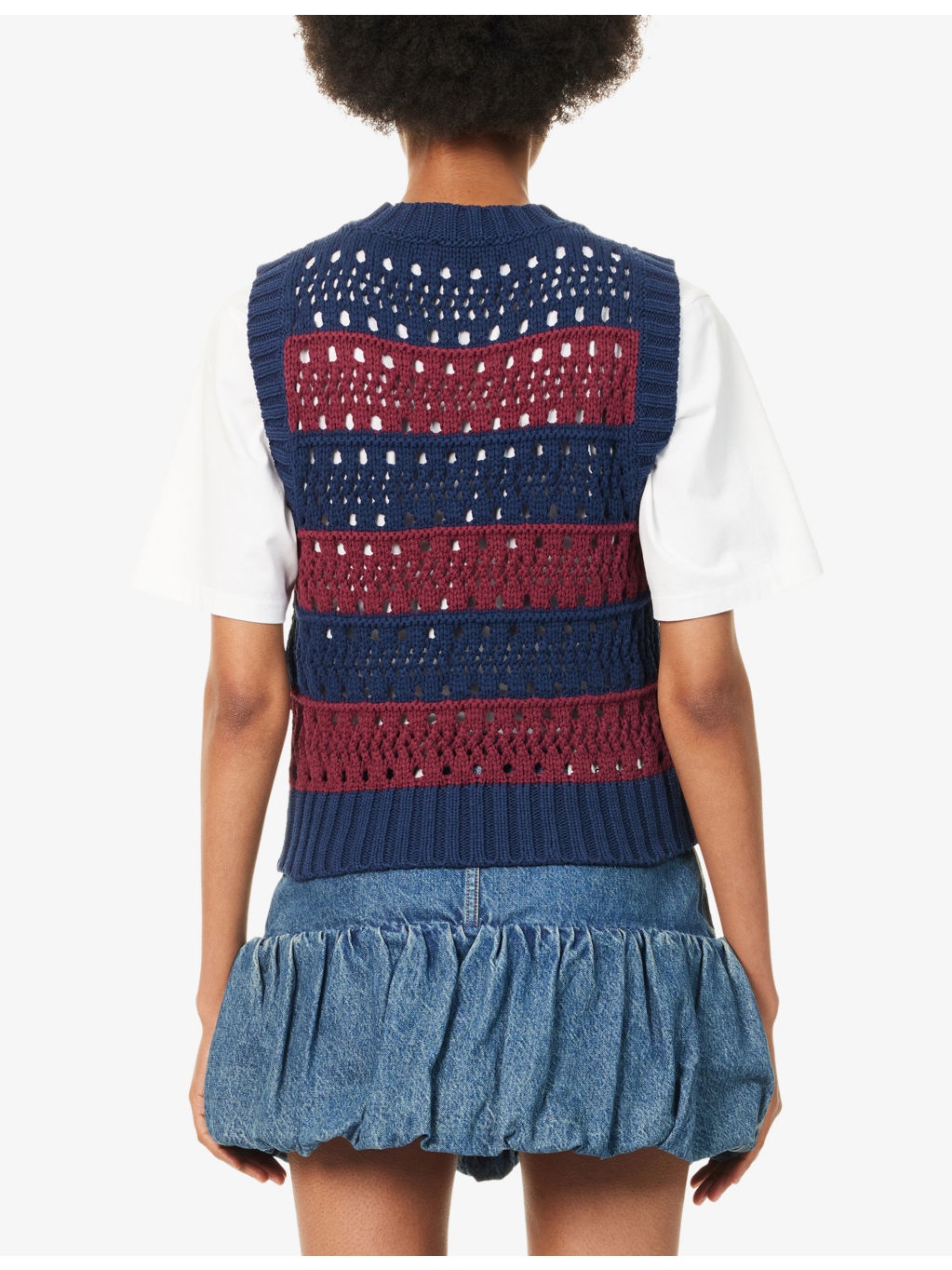 Striped Crop Cotton-Blend Vest - 4