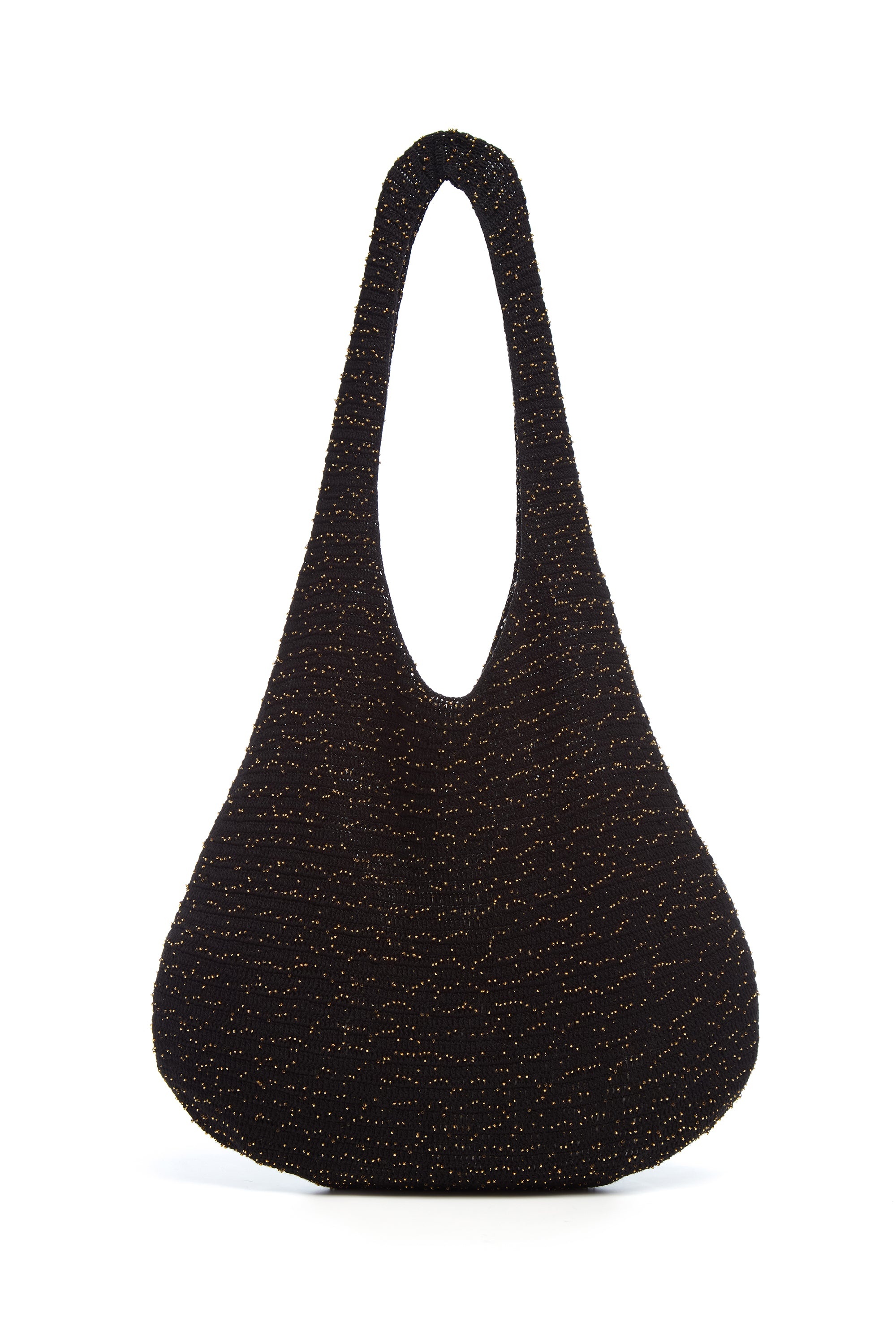 Hedone Knit Hobo Bag in Black & Gold Beaded Cashmere - 4