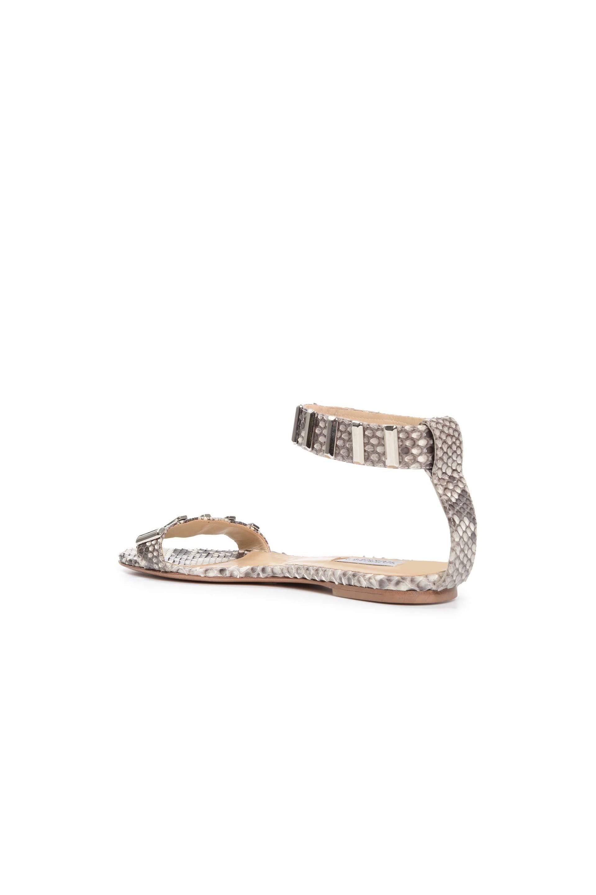 Lana Hardware Flat Sandal in Python Snakeskin - 3