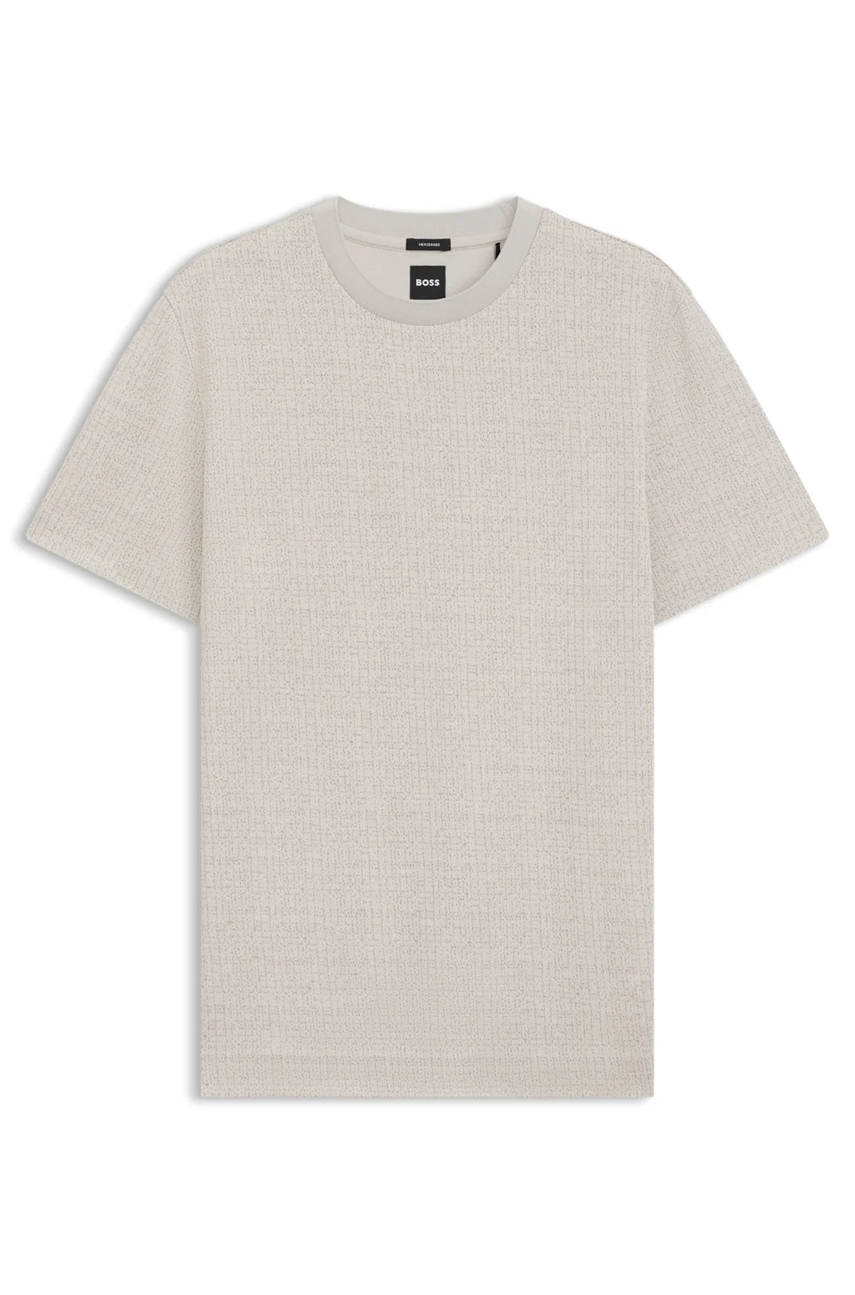 COTTON T-SHIRT WITH TWO-TONE JACQUARD-KNIT PATTERN - 1