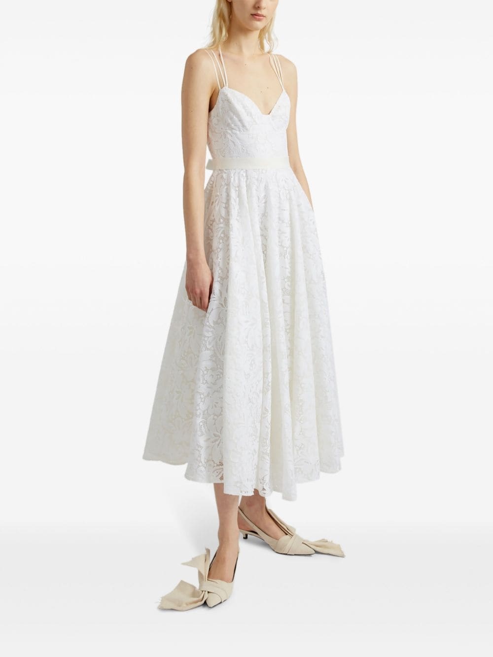 Rea strap-detail lace gown - 4