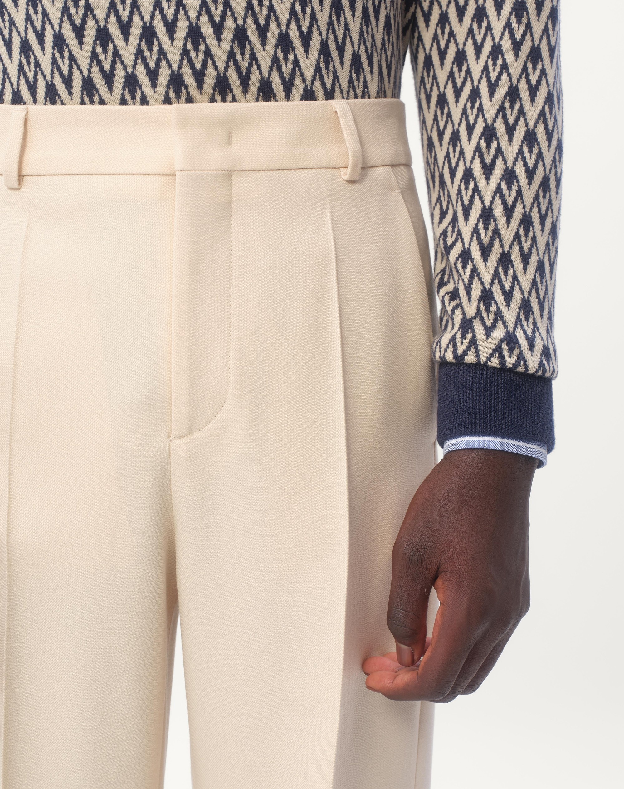 WOOL GABARDINE PANTS WITH TURN-UPS - 4