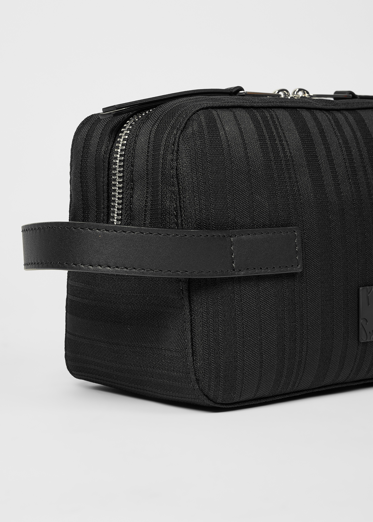 Black 'Shadow Stripe' Wash Bag - 3