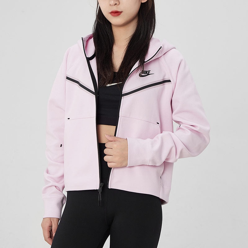 (WMNS) Nike Logo Printing Hooded Jacket Pink CW4299-695 - 6