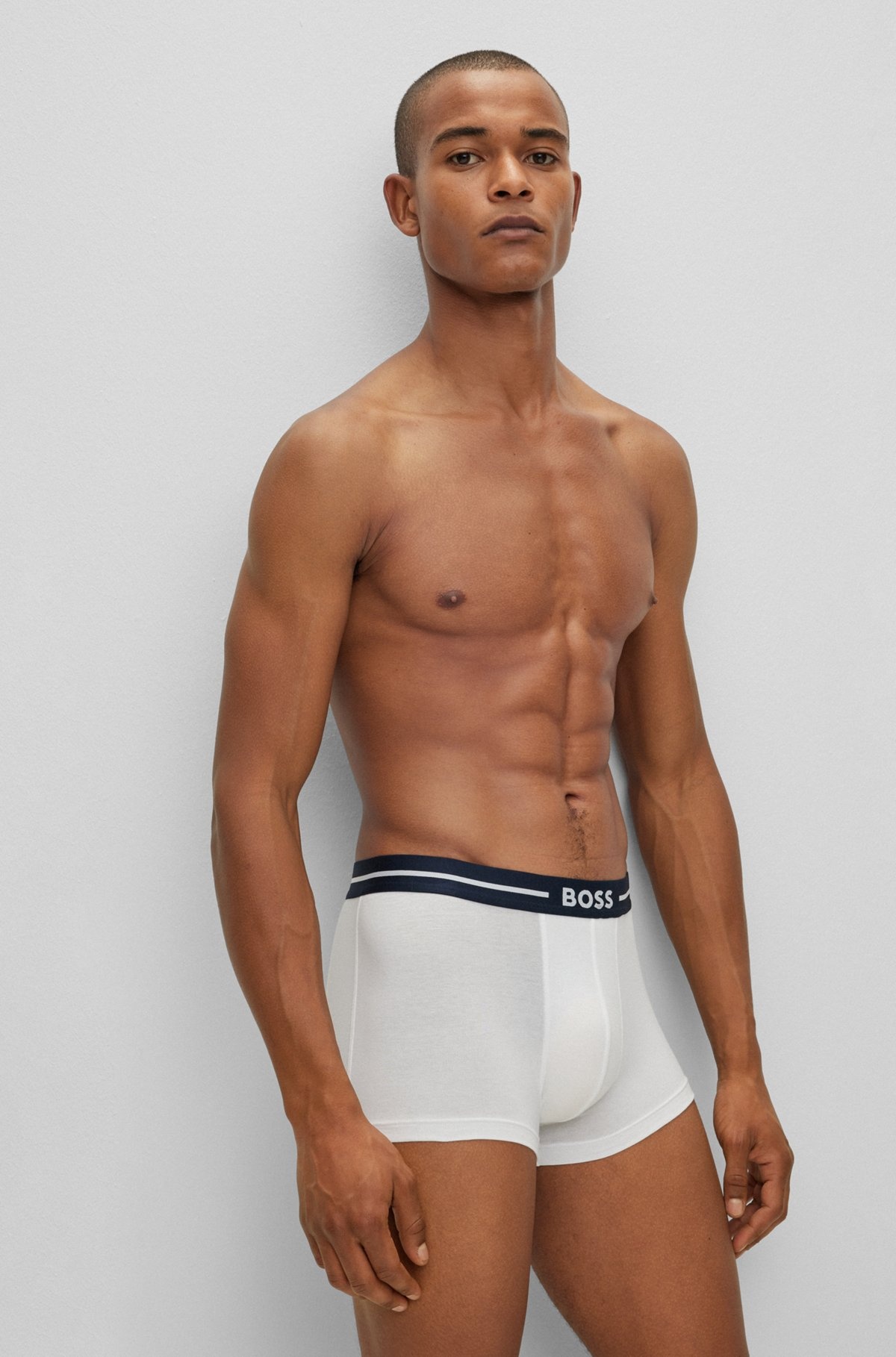 THREE-PACK OF STRETCH-COTTON TRUNKS WITH LOGO WAISTBANDS - 6