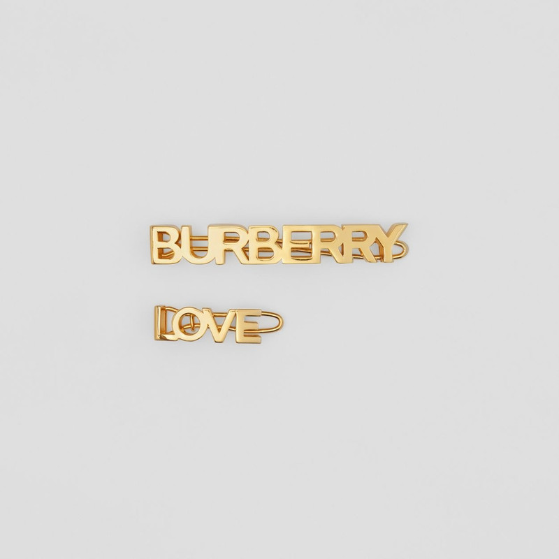 Gold-plated Logo and Love Hair Clips 1