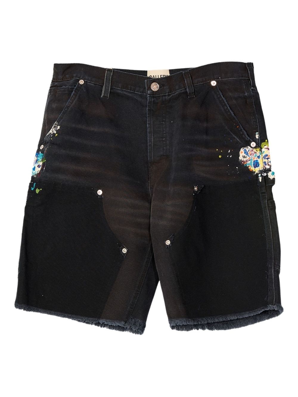 paint-splatter frayed cargo shorts - 1