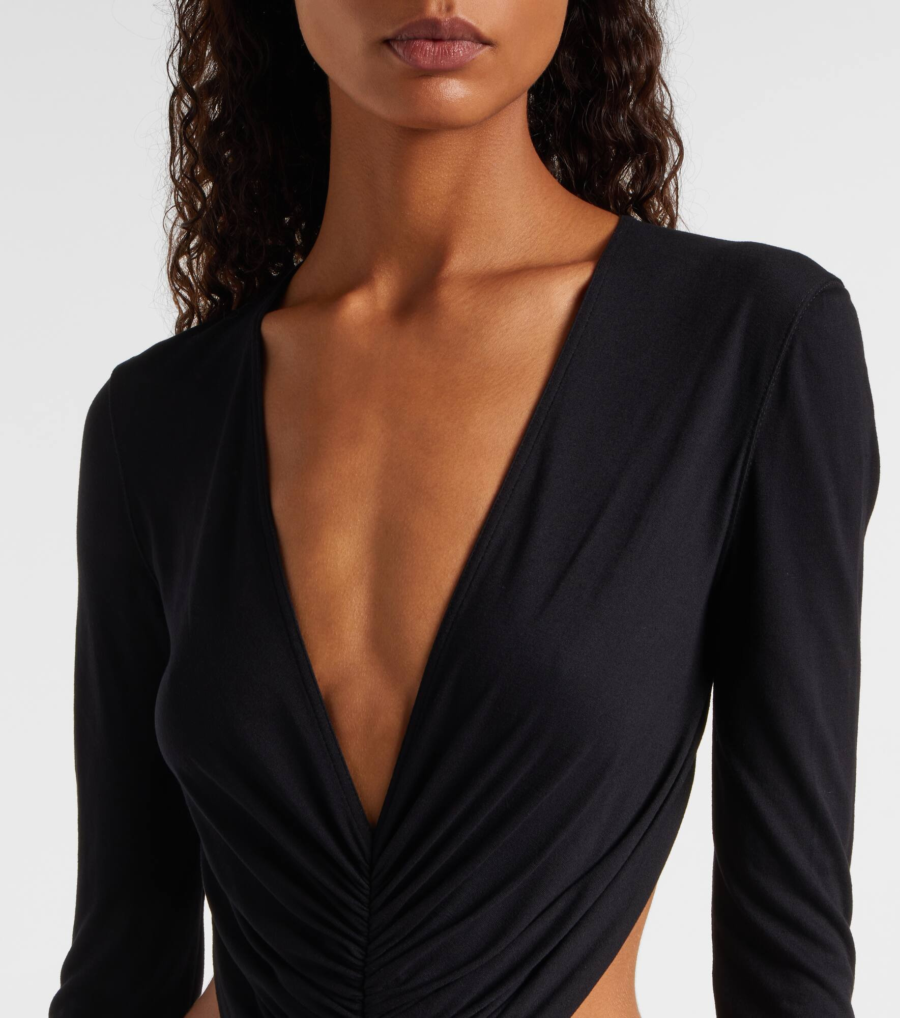 Poppy ruched open-back jersey gown - 4
