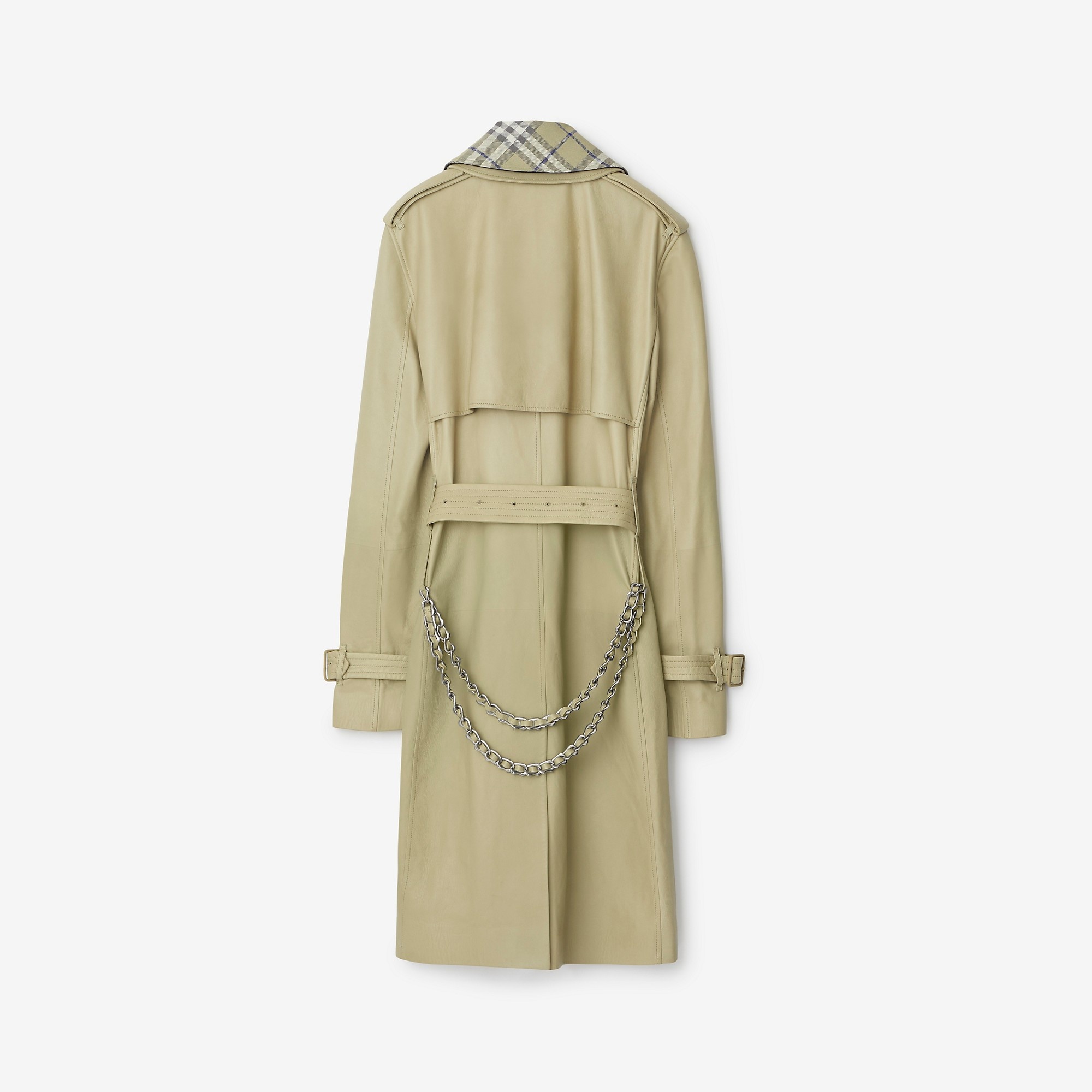Long Leather Trench Coat - 5
