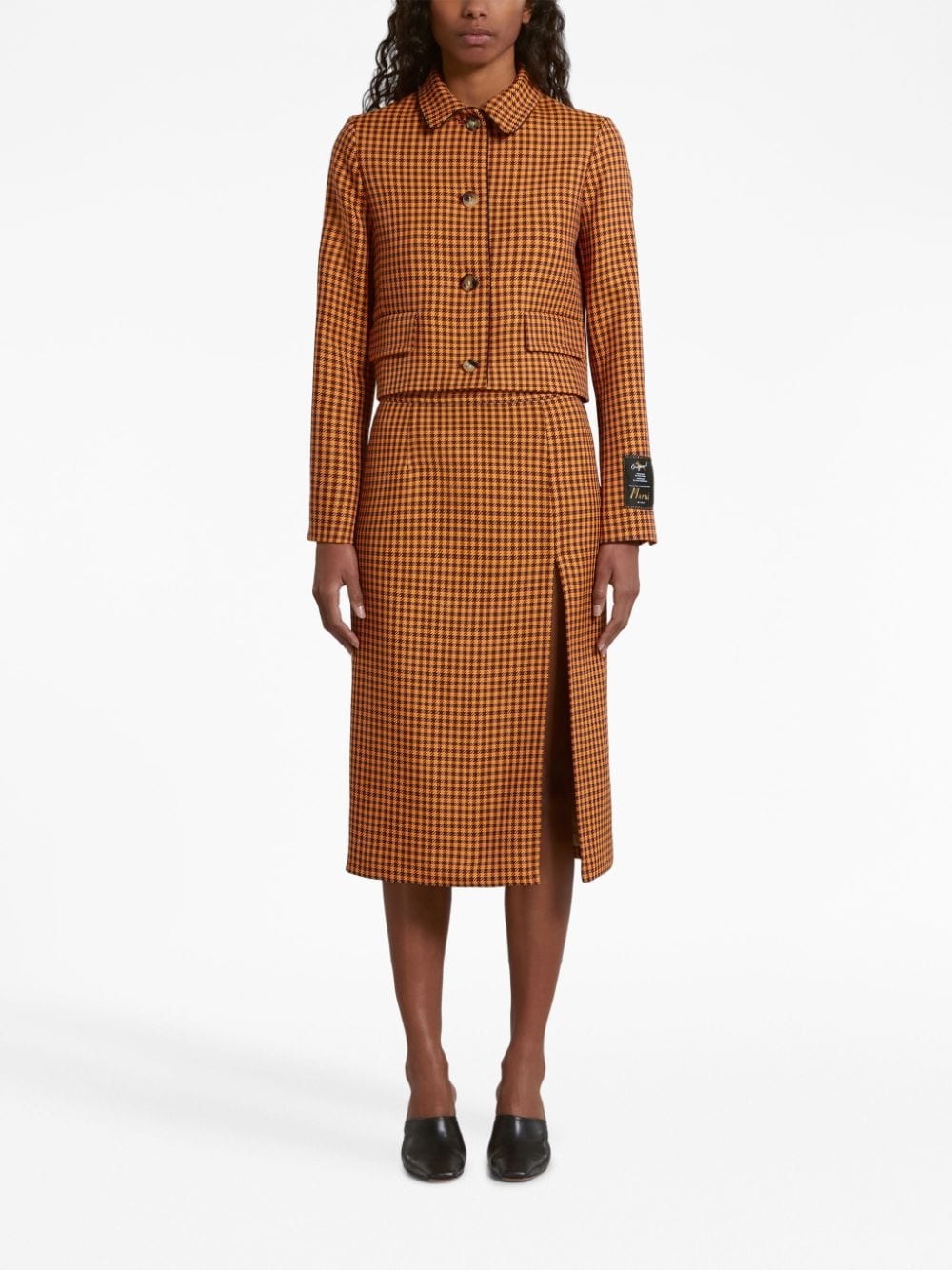 check-pattern high-waist skirt - 2